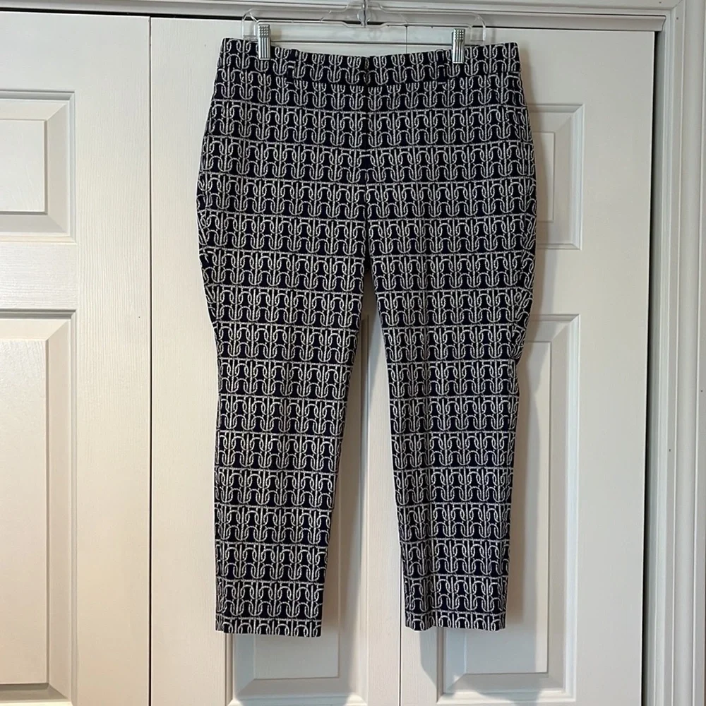 J. Crew navy nautical rope knot cafe capri pant Sz 10